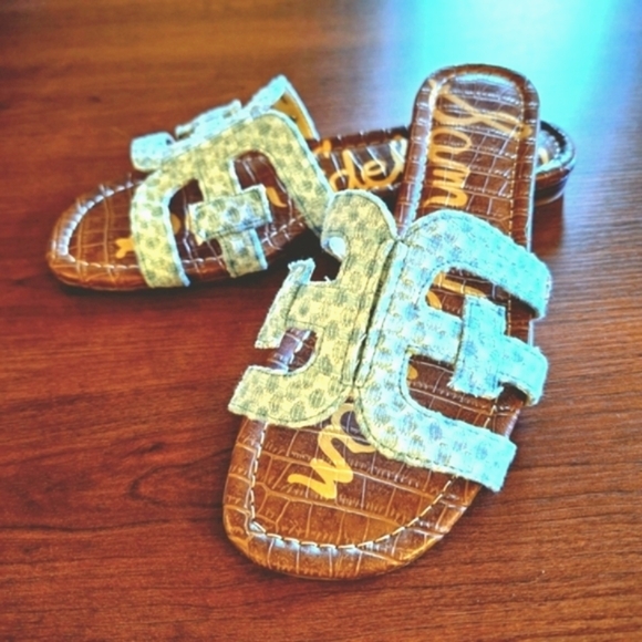 Sam Edelman Shoes - Sam Edelman Light Blue Multi Bay Slide Sandals Sophisticated Size 9